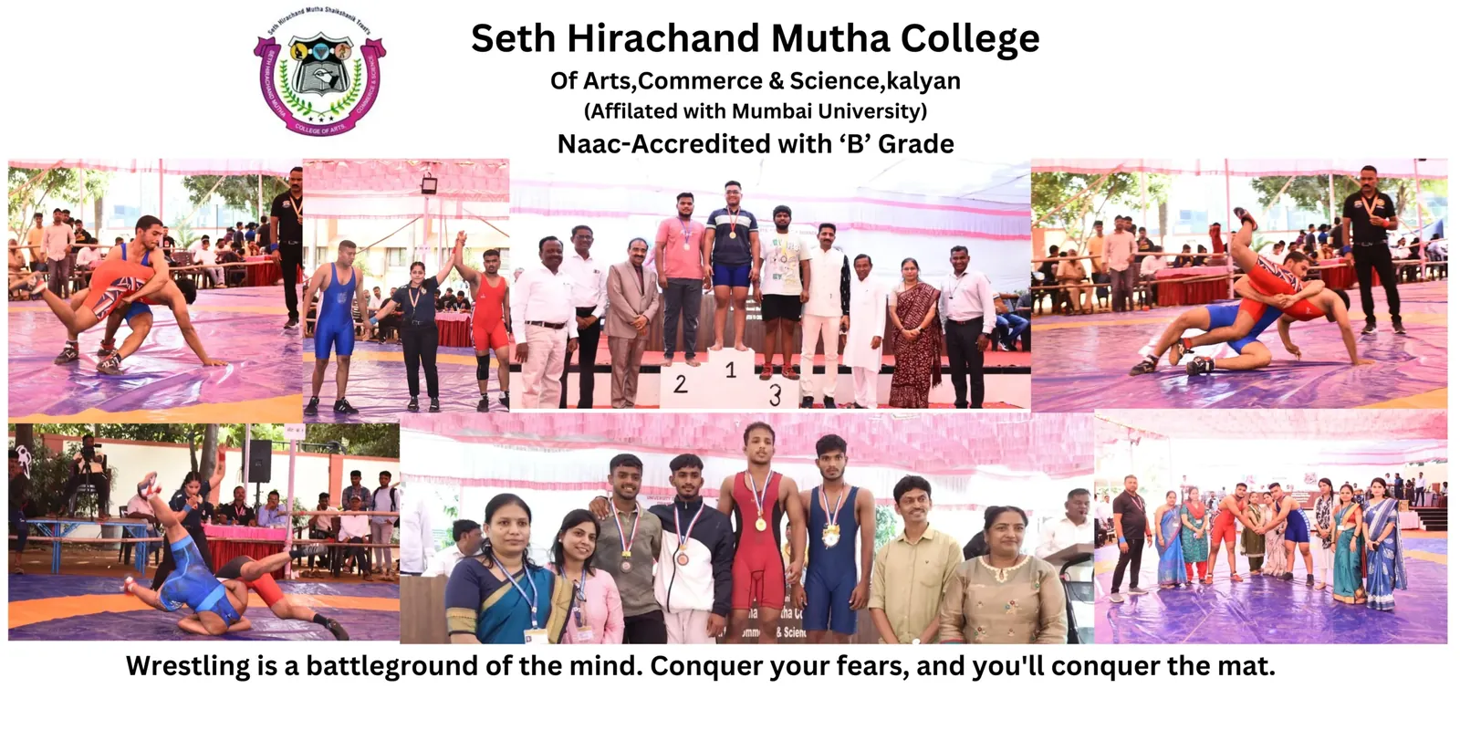 University-level wrestling competition at Seth Hirachand Mutha College