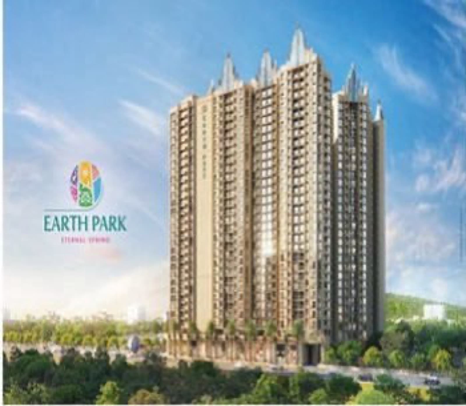 Earth Park towers in daylight, from the project brochure