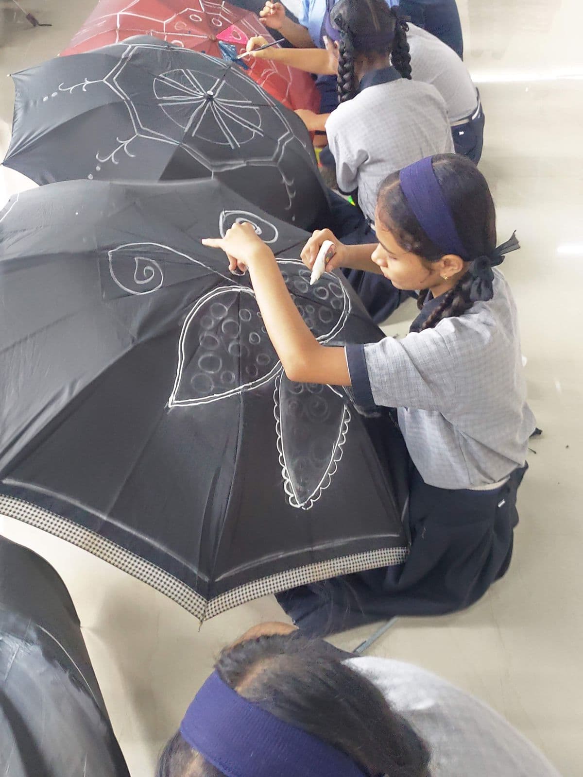 Umbrella painting art work by students