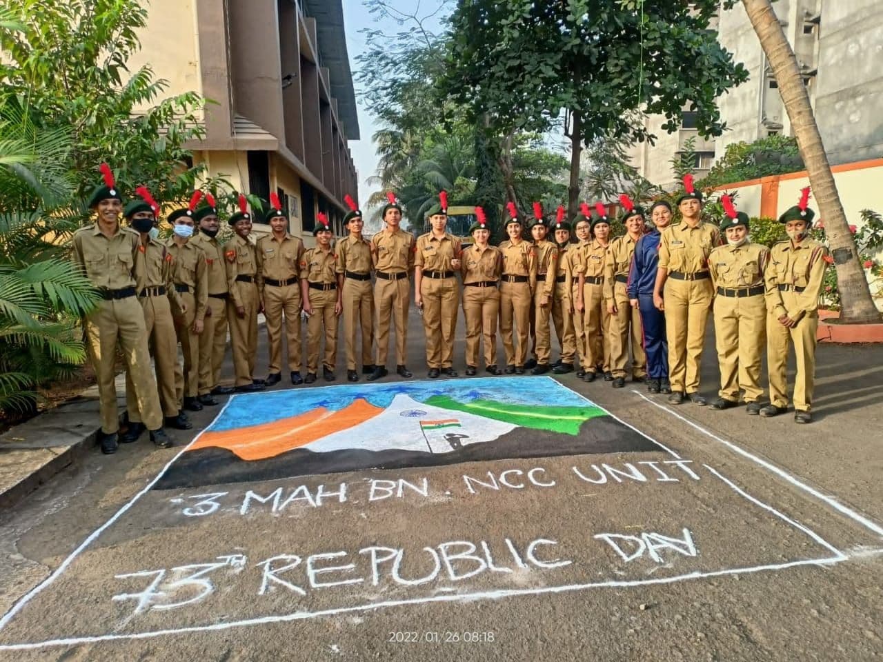 NCC cadets on parade at Seth Hirachand Mutha School — photo 1